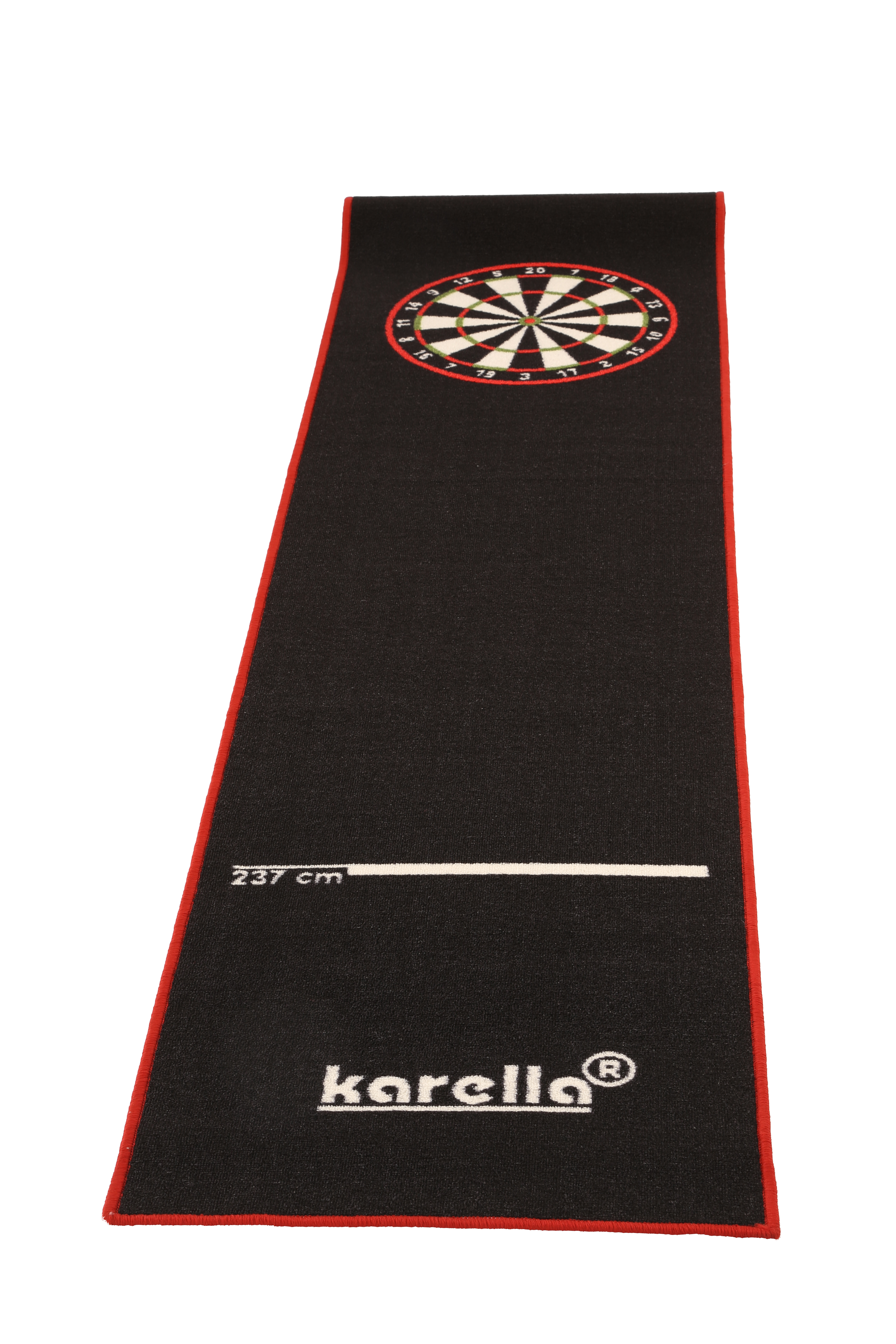 Karella Dartmatte Premium velour 290 x 60 schwarz-rot