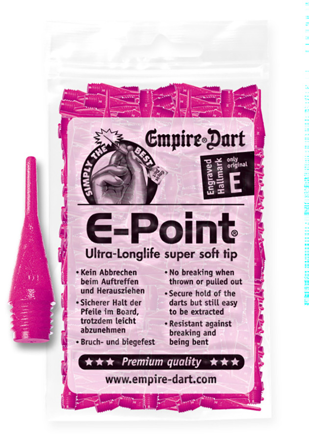 Empire Dart Softdartspitzen - E-Point - 1/4" - kurz - neonpink - 500 Stück
