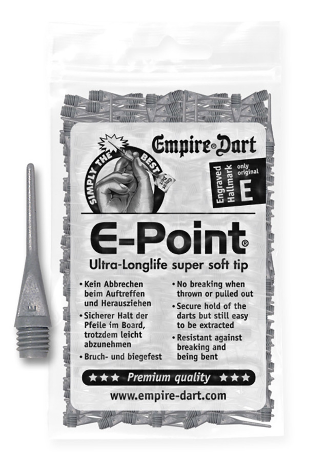 Empire Dart Softdartspitzen - E-Point - 1/4" - lang - grau - 500 Stück