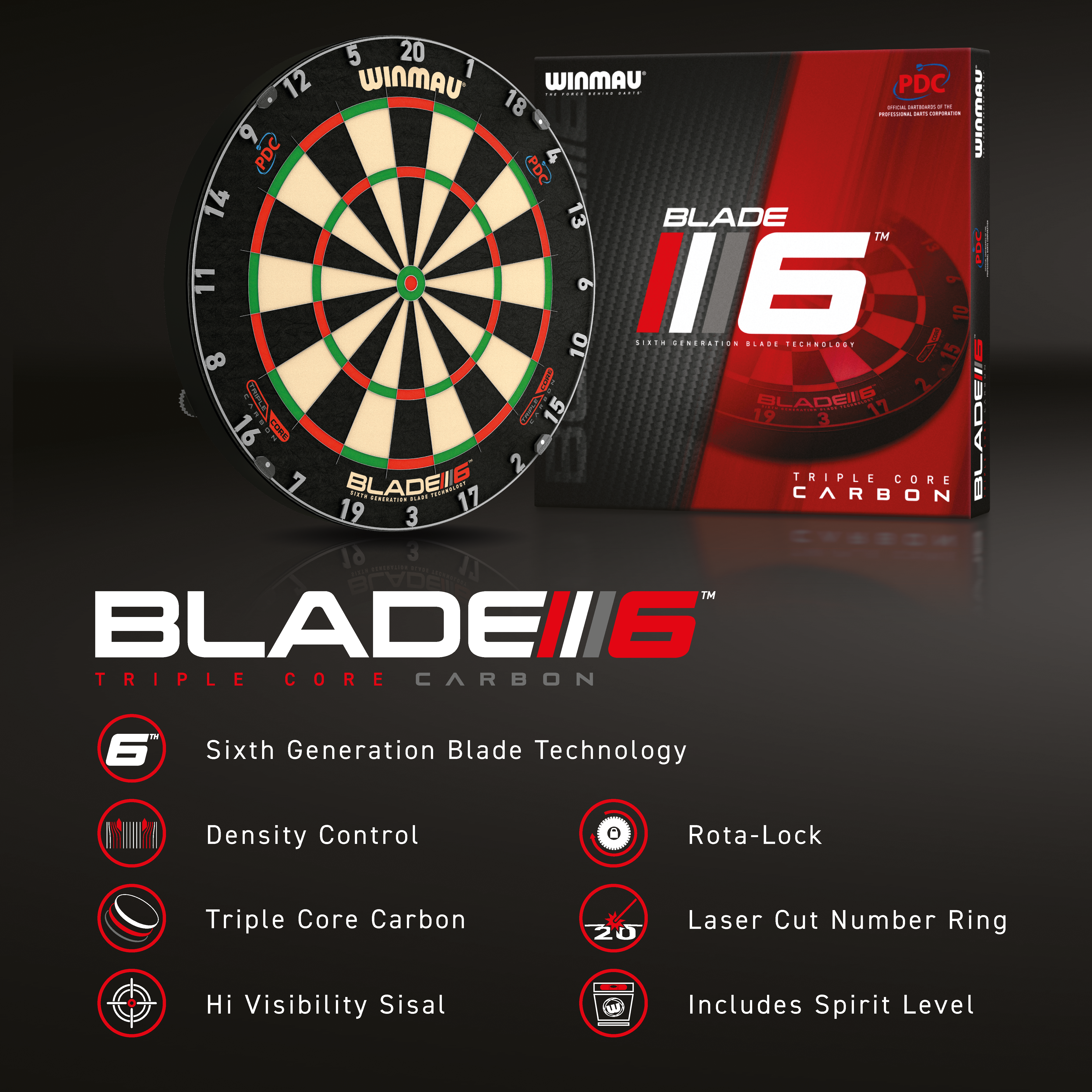 Dartboard WINMAU Blade 6 Triple Core Carbon - 3032
